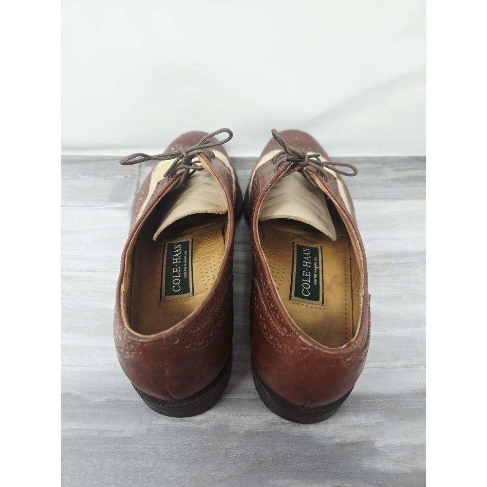 Vintage Cole Haan Wingtip Oxford Spectator Flex Comfort 2 Tone Dress Shoes 8.5 D - Picture 7 of 11